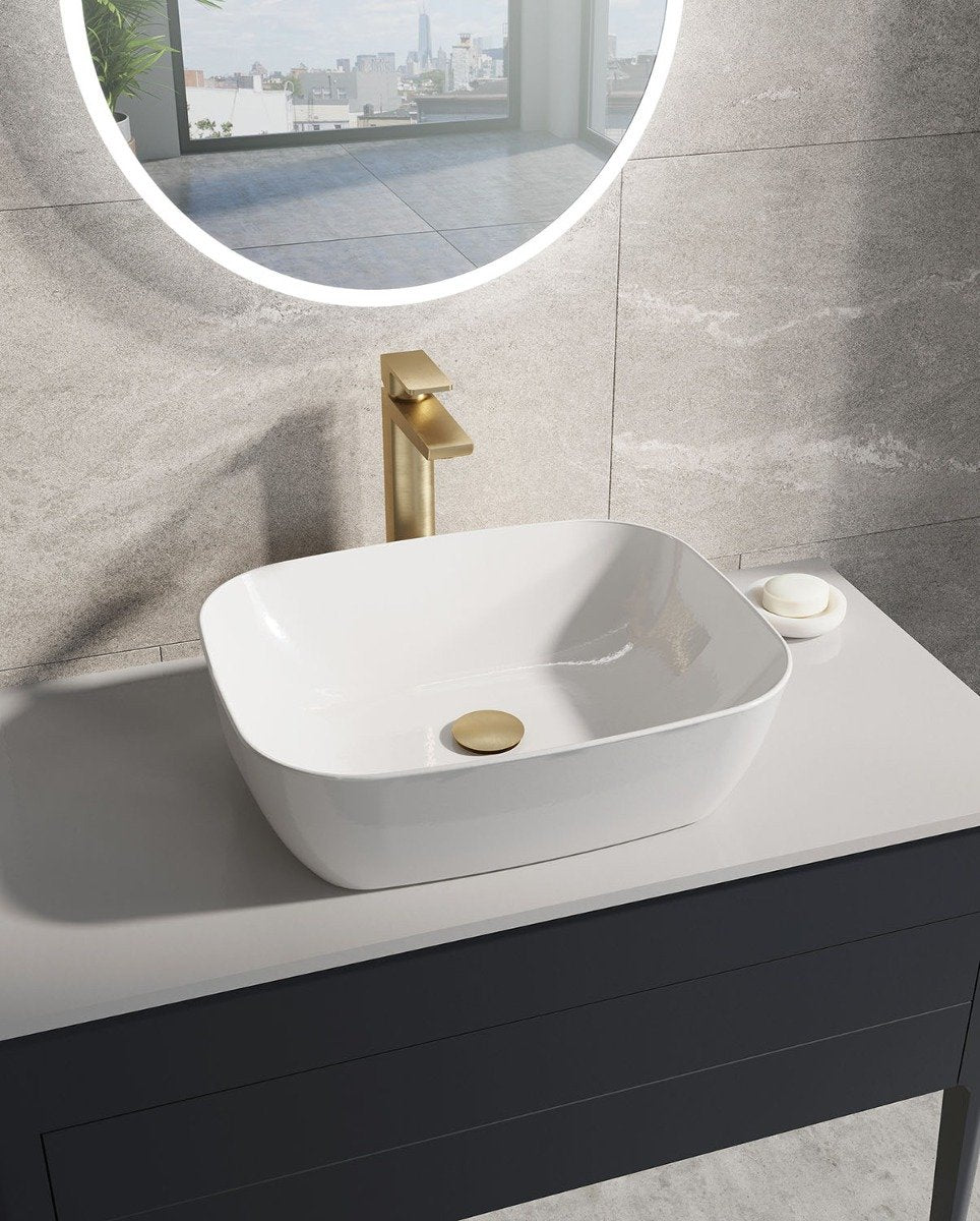 Zena Brushed Gold Tall Basin Mixer Tap
