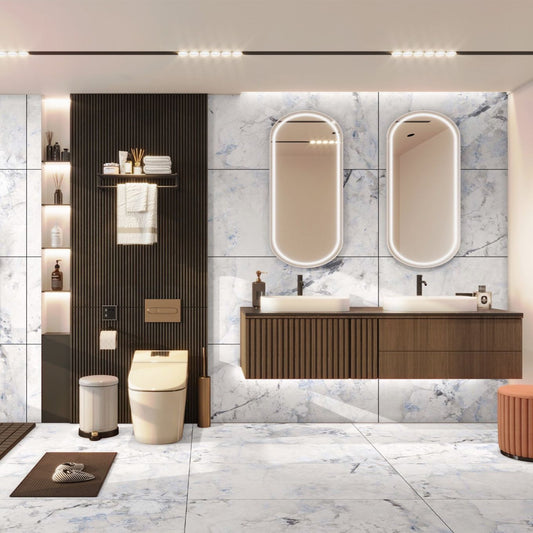 Kamino Vibe Blue Pearl Rocker Porcelain Marble Tile 1200x600mm