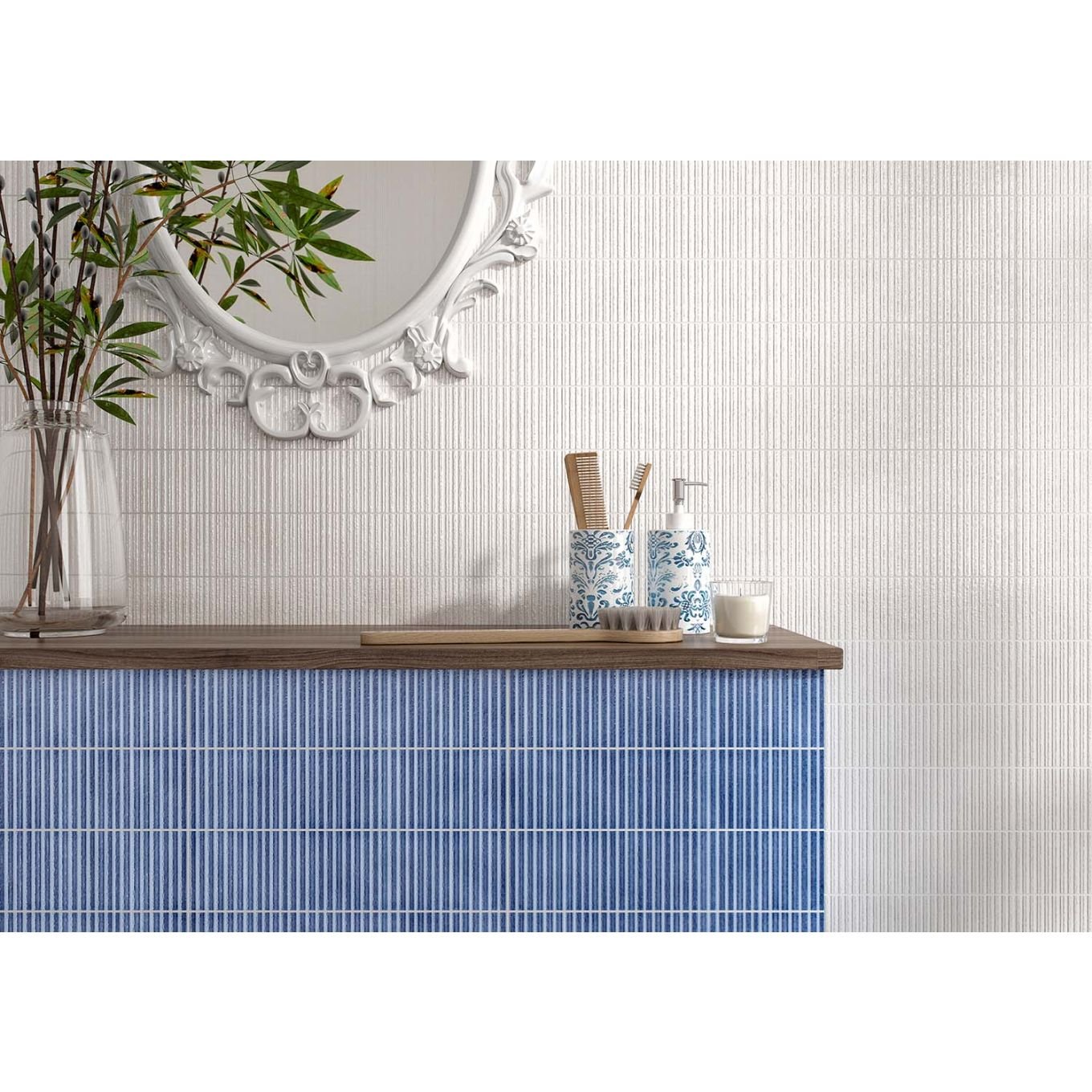 Canillo Blue Gloss Ceramic Brick Tile 300x75mm