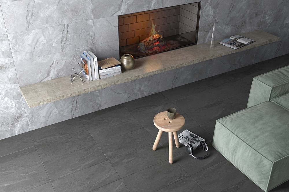 Terrence Black Matt Porcelain Tile 600x1200mm