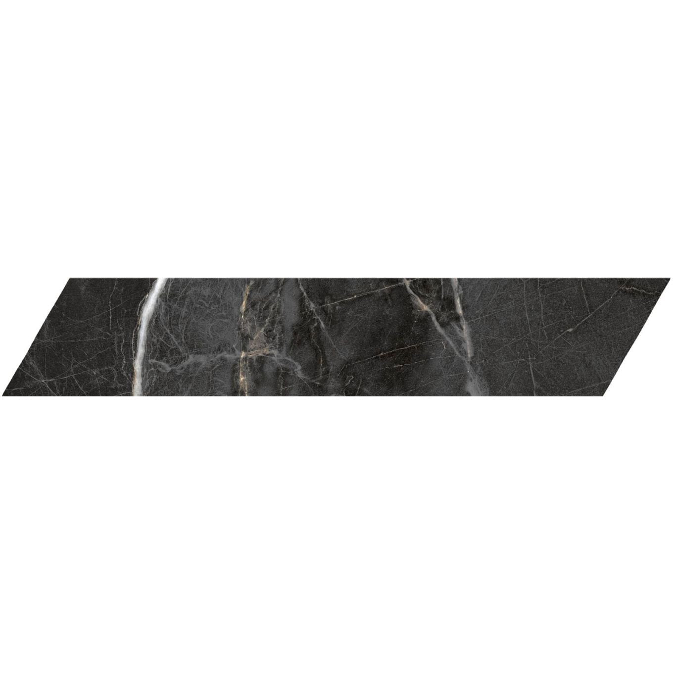 Salerno Black Matt Marble Chevron Tile 80x400mm