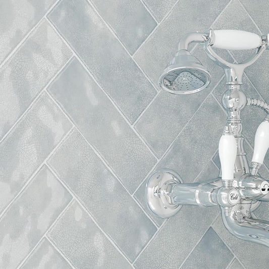 Borneo Sky Blue Crackle Gloss Brick Tile 65x200mm