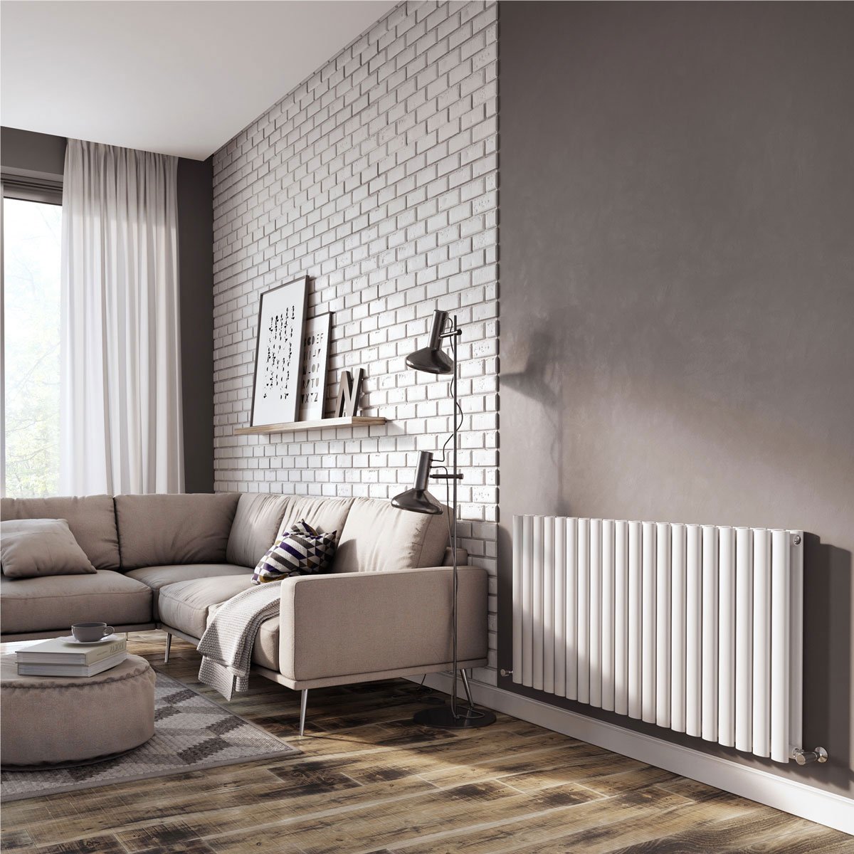 Islington White Double Horizontal Radiator 600x1180mm