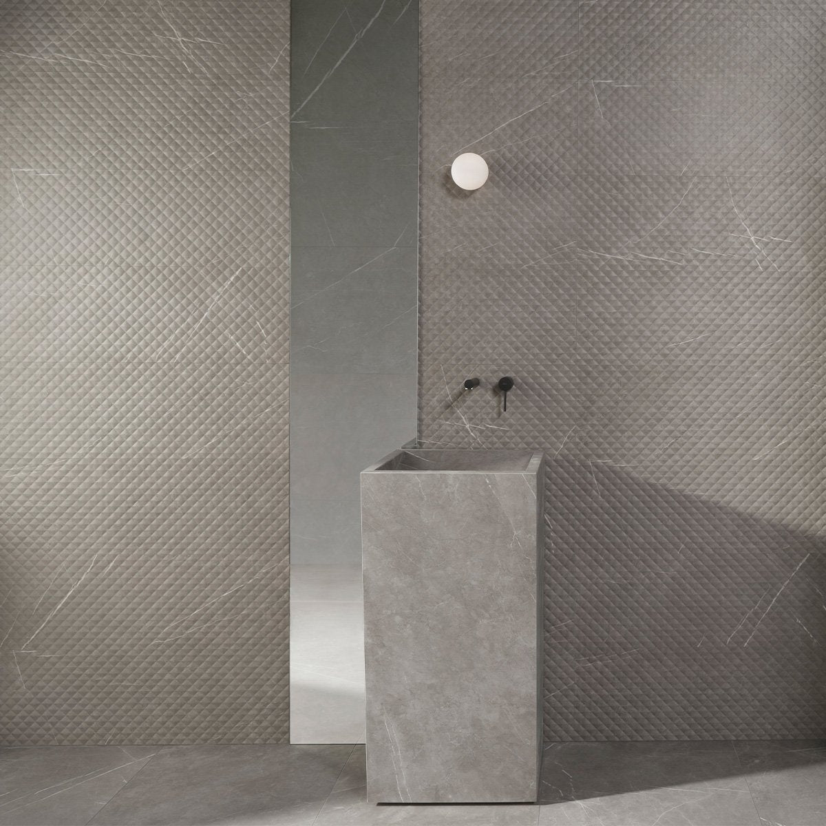 Arcadia Light Grey Textured Decor Matt Ceramic Tile 300x900mm