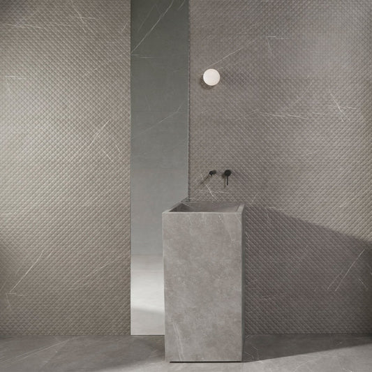 Arcadia Light Grey Textured Decor Matt Ceramic Tile 300x900mm