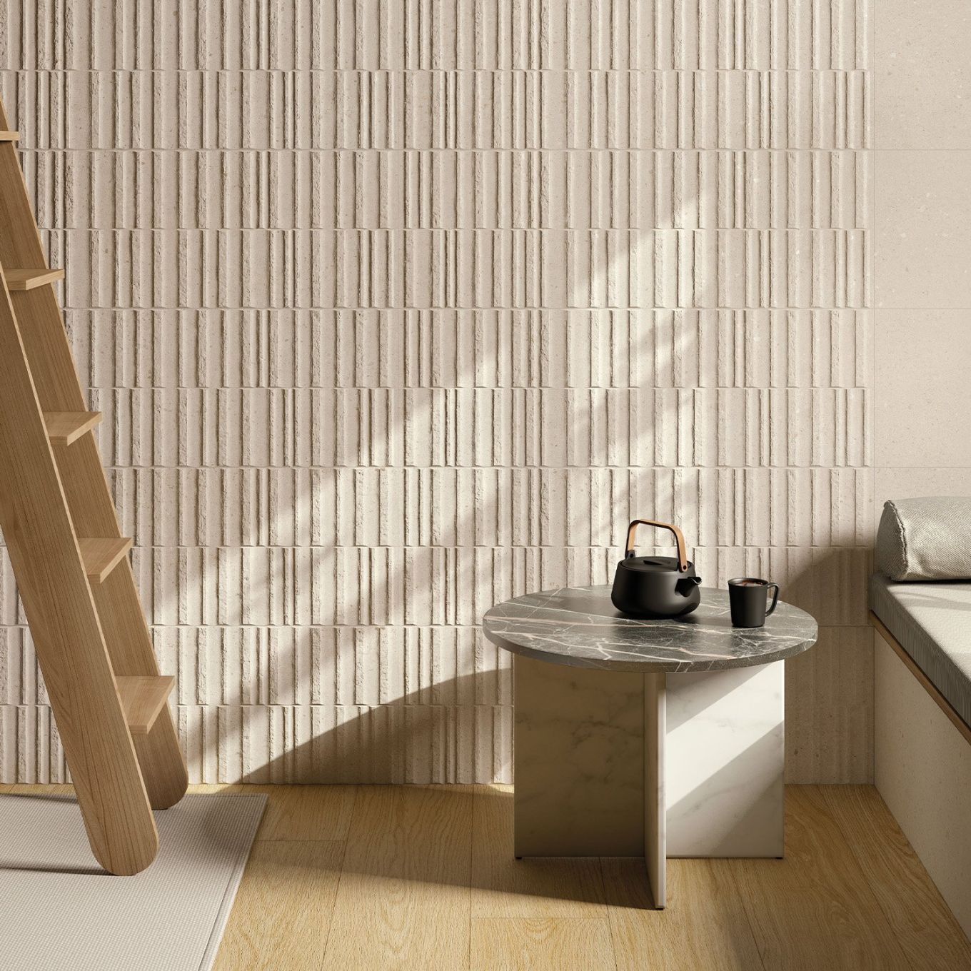 Matterhorn Bone Wavy Matt Ceramic Tile 1000x333mm