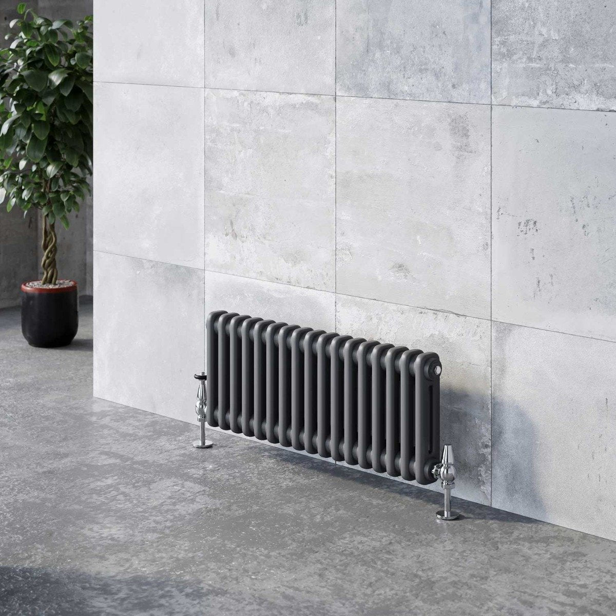 Upton Grey Double Horizontal Column Radiator 300x785mm