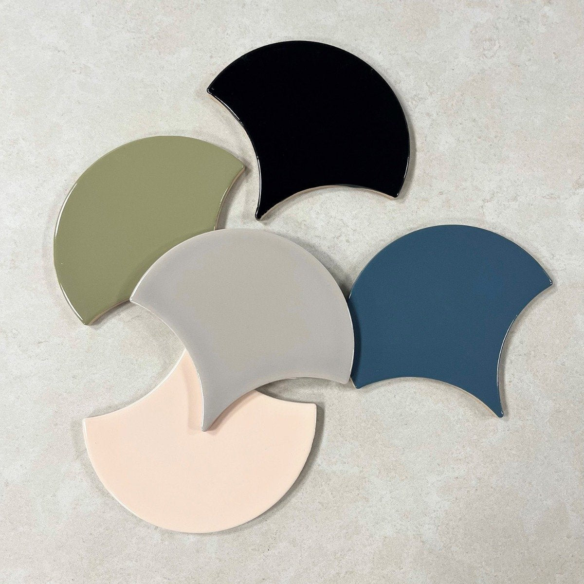 Pescara Ceramic Grey Fan Tile 150x134mm
