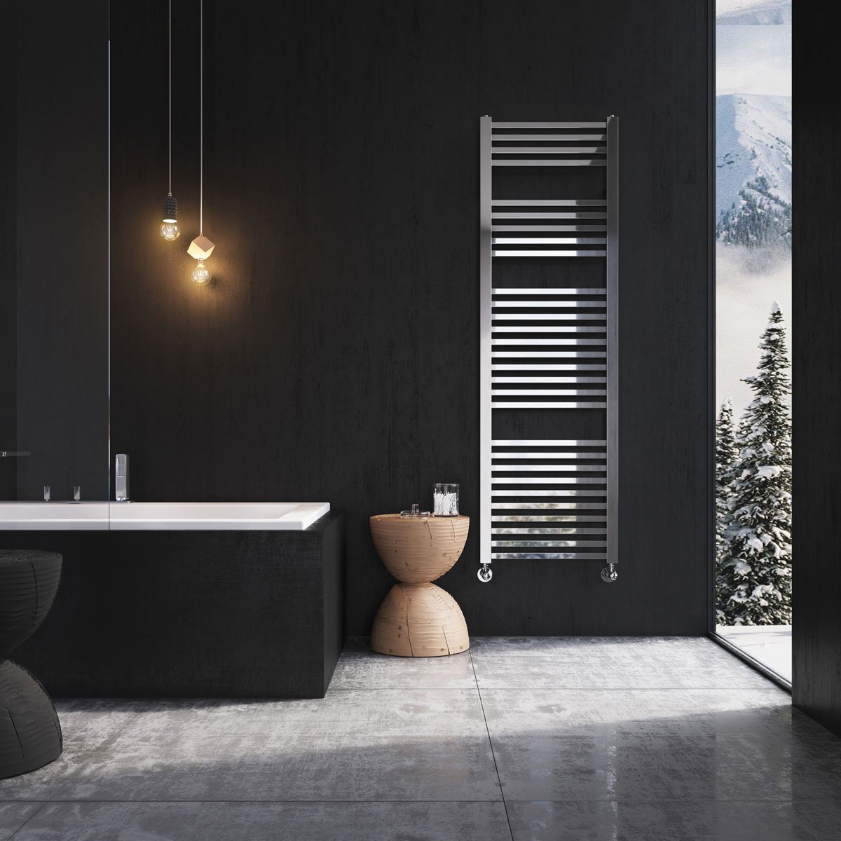 Vest Chrome Designer Heated Towel Rail 1600x490mm