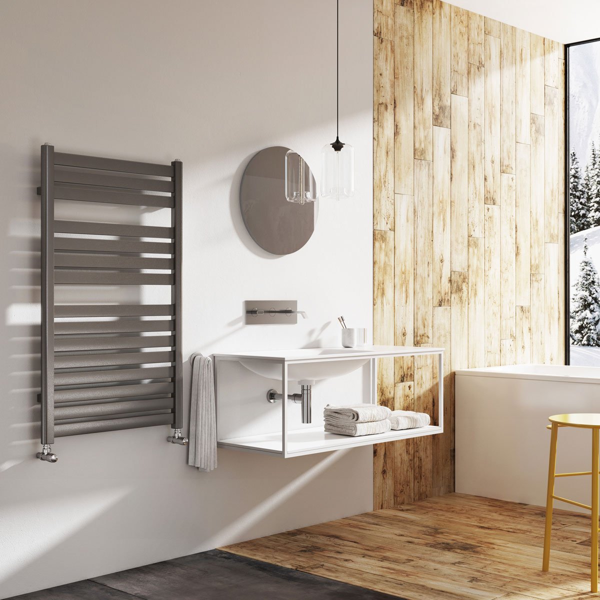 Portabello Anthracite Heated Towel Rail 1000x600mm