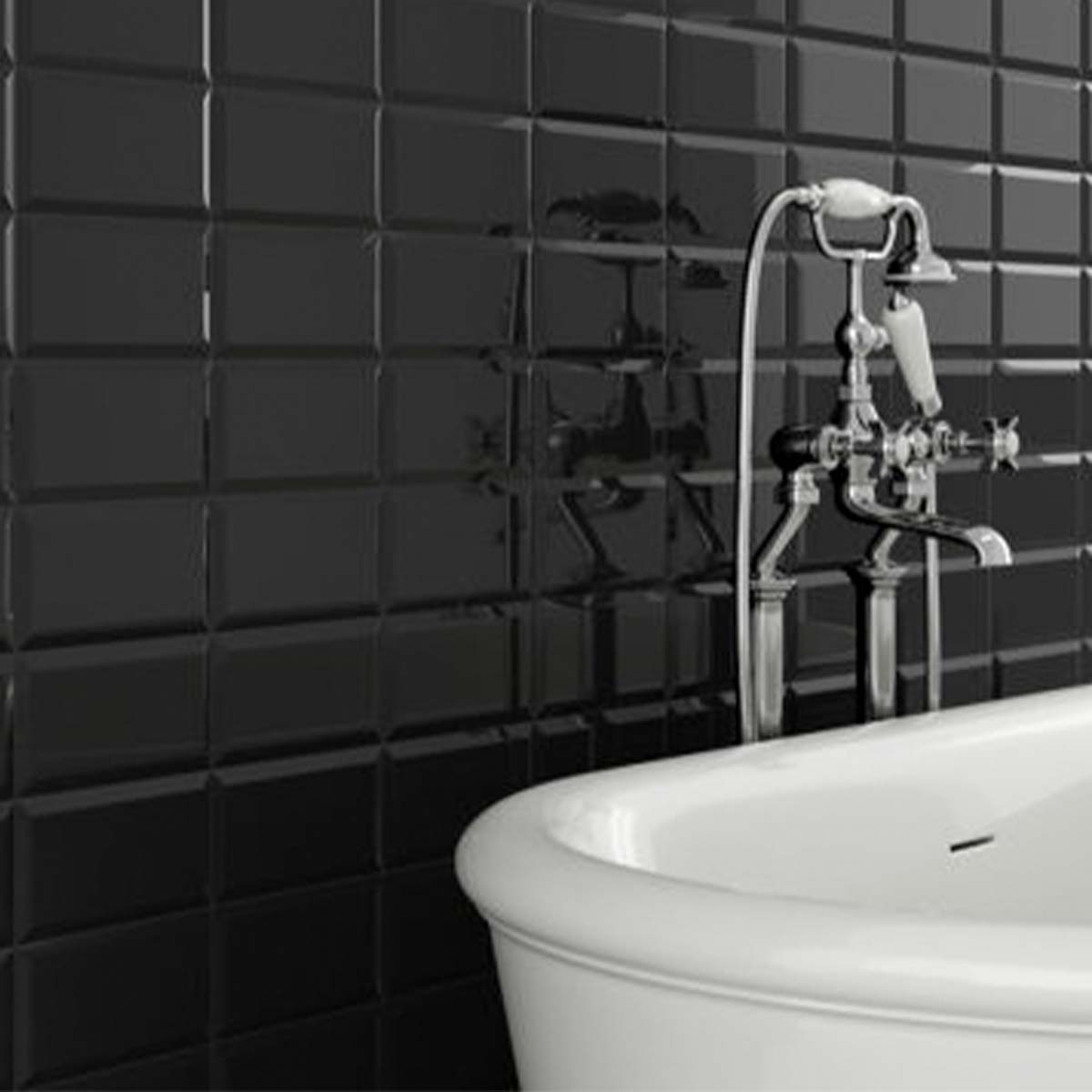 Metro Black Ceramic Brick Tile 100x200mm