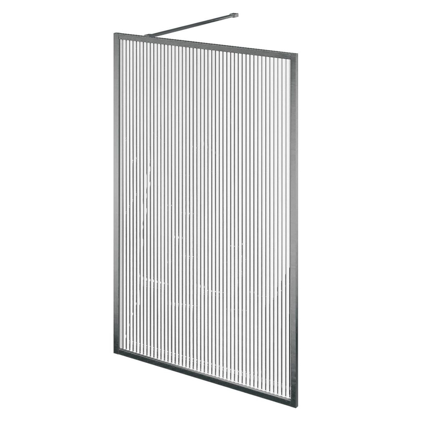 Amien Gunmetal Framed Fluted Glass Bath Screen 1500x800mm