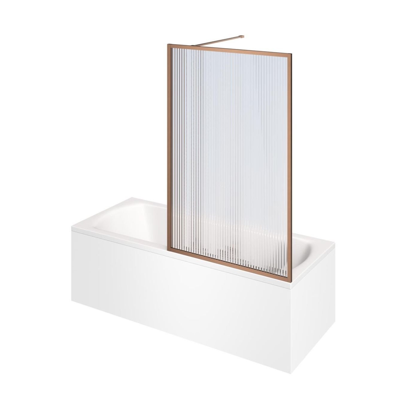 Amien Framed Fluted Glass Bath Screen Brushed Bronze 1500x800mm