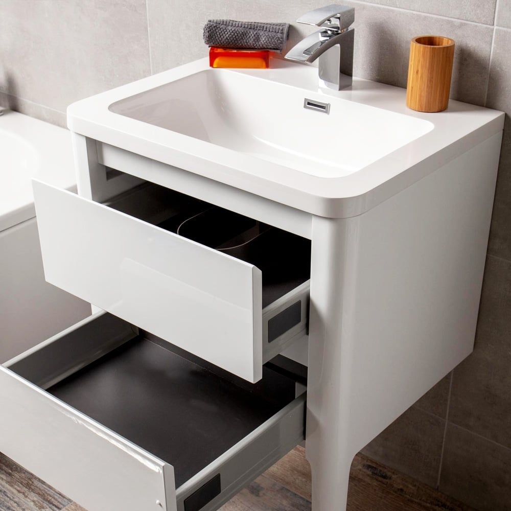 Stonehouse Gloss White Vanity Unit with Integrated Basin 600mm