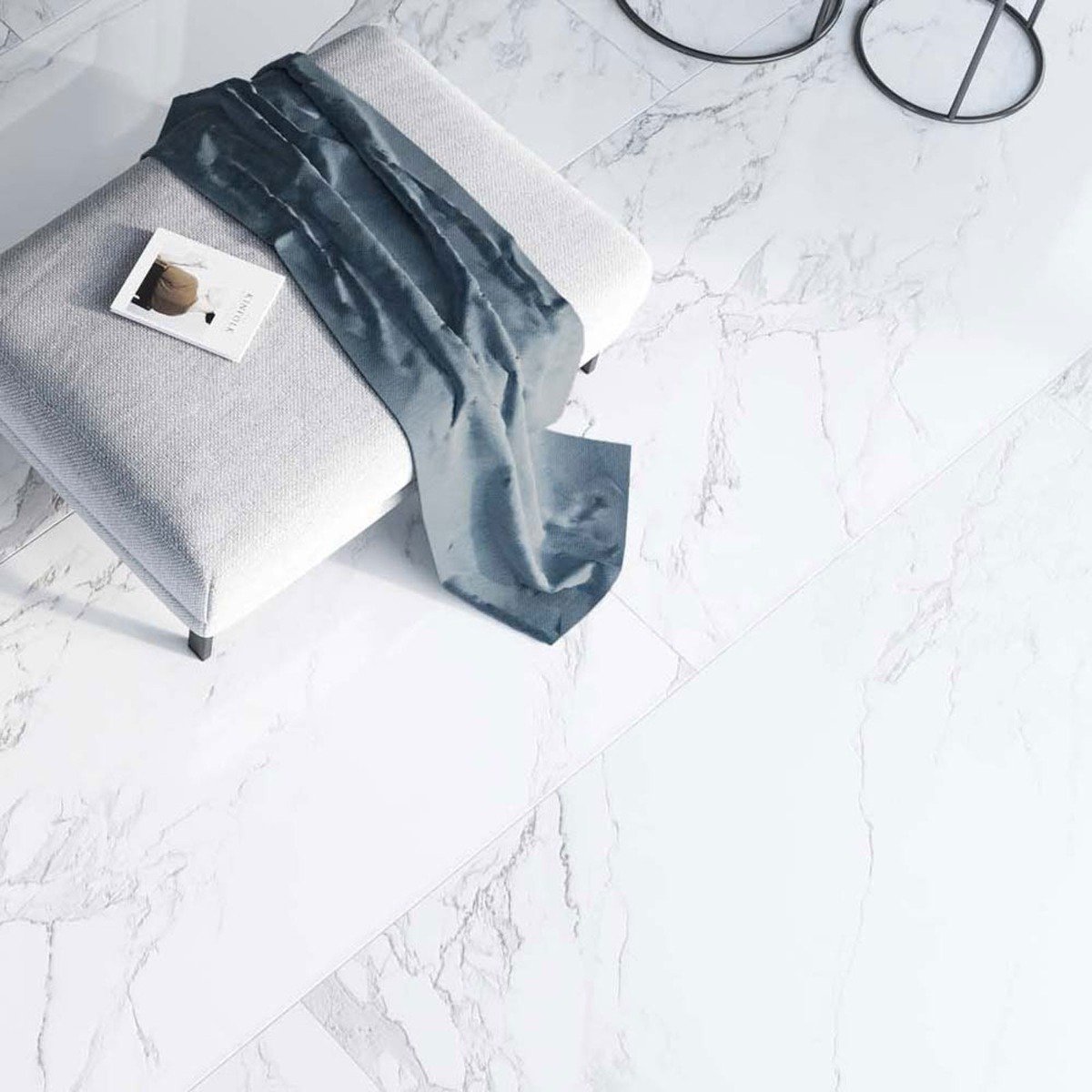 Infinite White Marble Gloss Porcelain Tile 600x1200mm