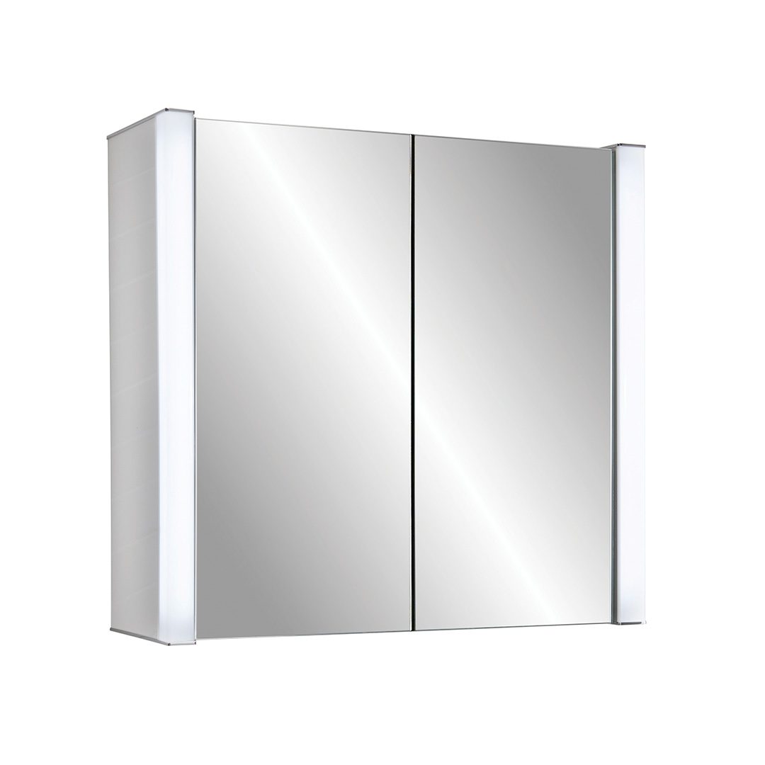 Elegant Haven Jura 600mm 2 Door Led Gloss White Bathroom Mirror Cabinet