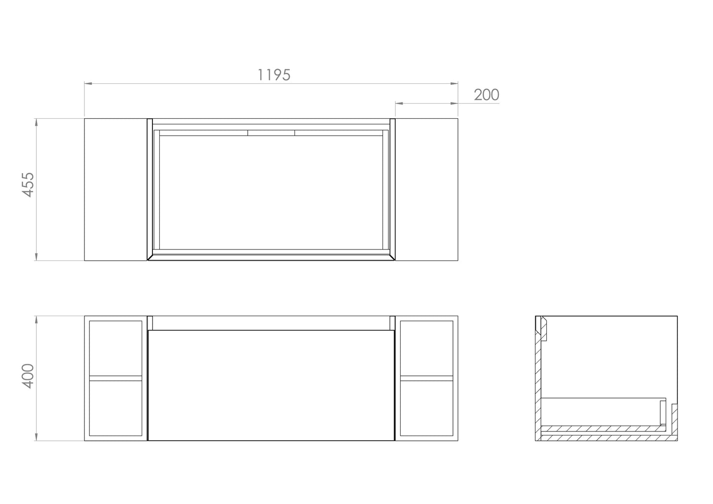 Saneux UNI 120cm Kit - 80cm 1 Drawer wall mounted unit, 2 x 20cm Spacers & 120cm Countertop - Matte Anthracite