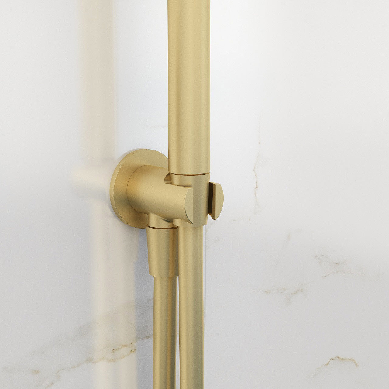 round wall outlet elbow with bracket in Brushed brass