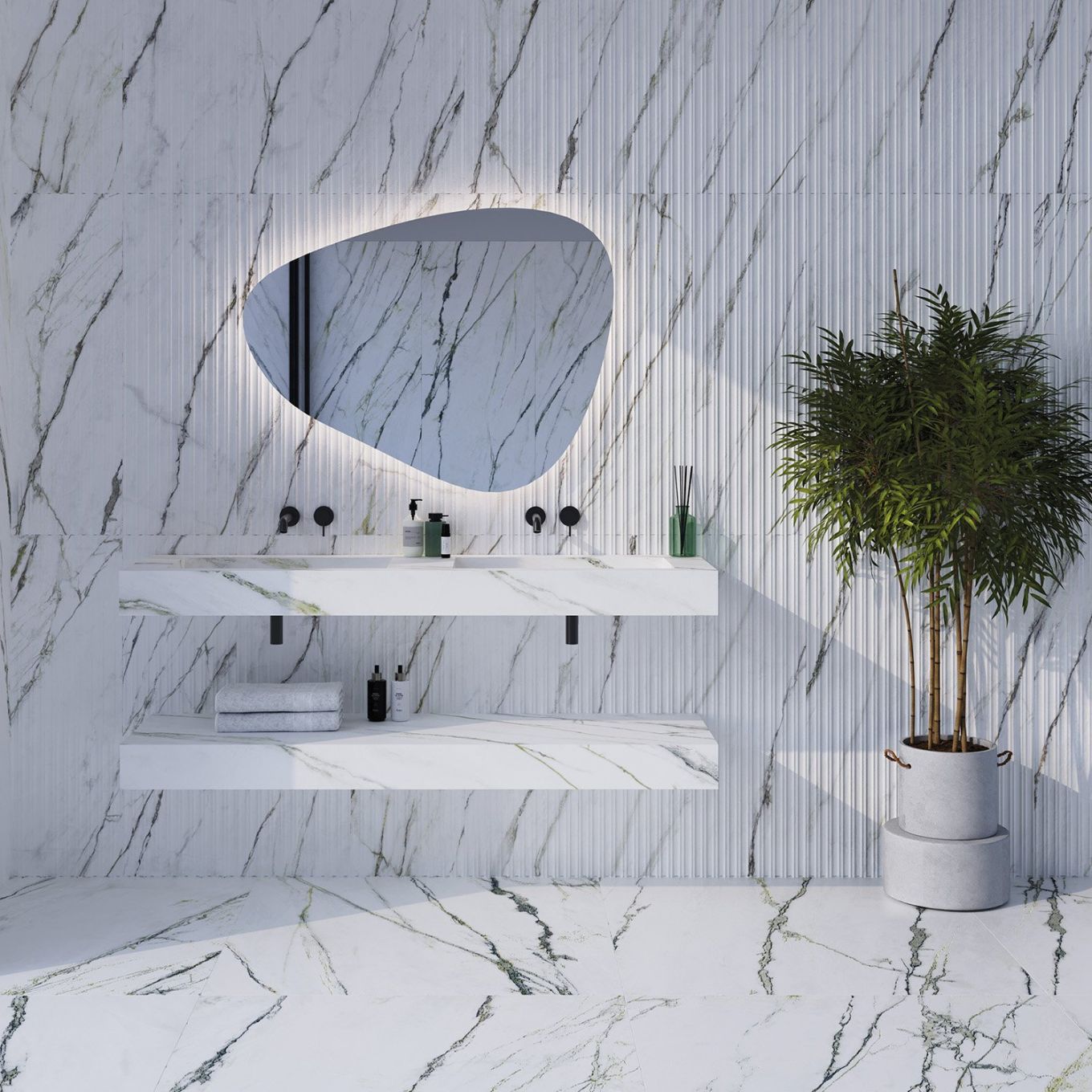 Mito Green Matt Marble Decor Ceramic Tile 333x1000mm