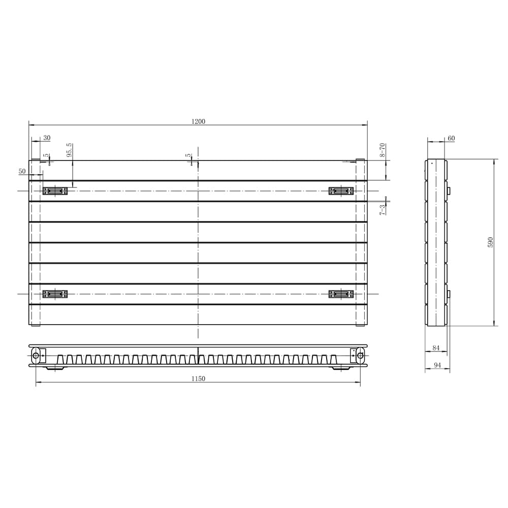 Delton Anthracite Horizontal Convector Radiator 600x1200mm