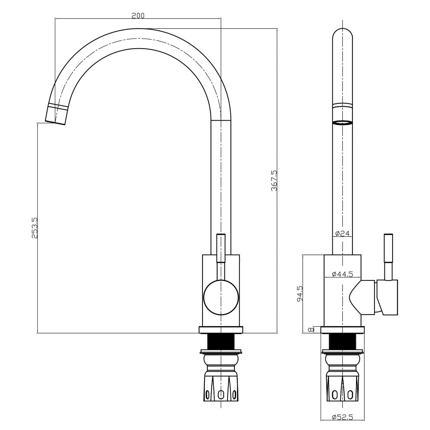 Manhattan Brushed Brass Kitchen Mixer Tap