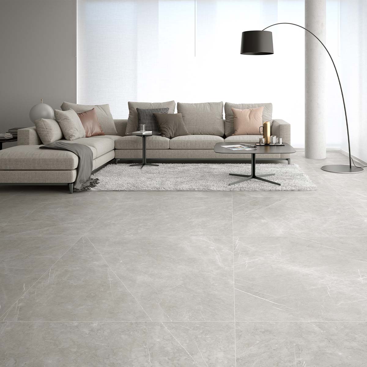 Arcadia Light Grey Matt Porcelain Tile 600x600mm