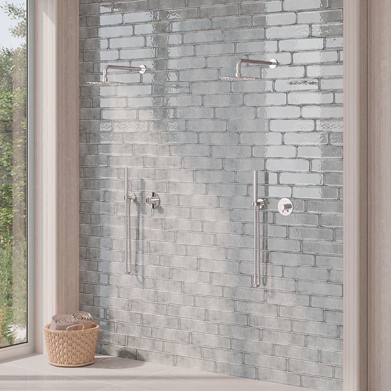 Inca Grey Glossy Ceramic Brick Tile 75x300mm