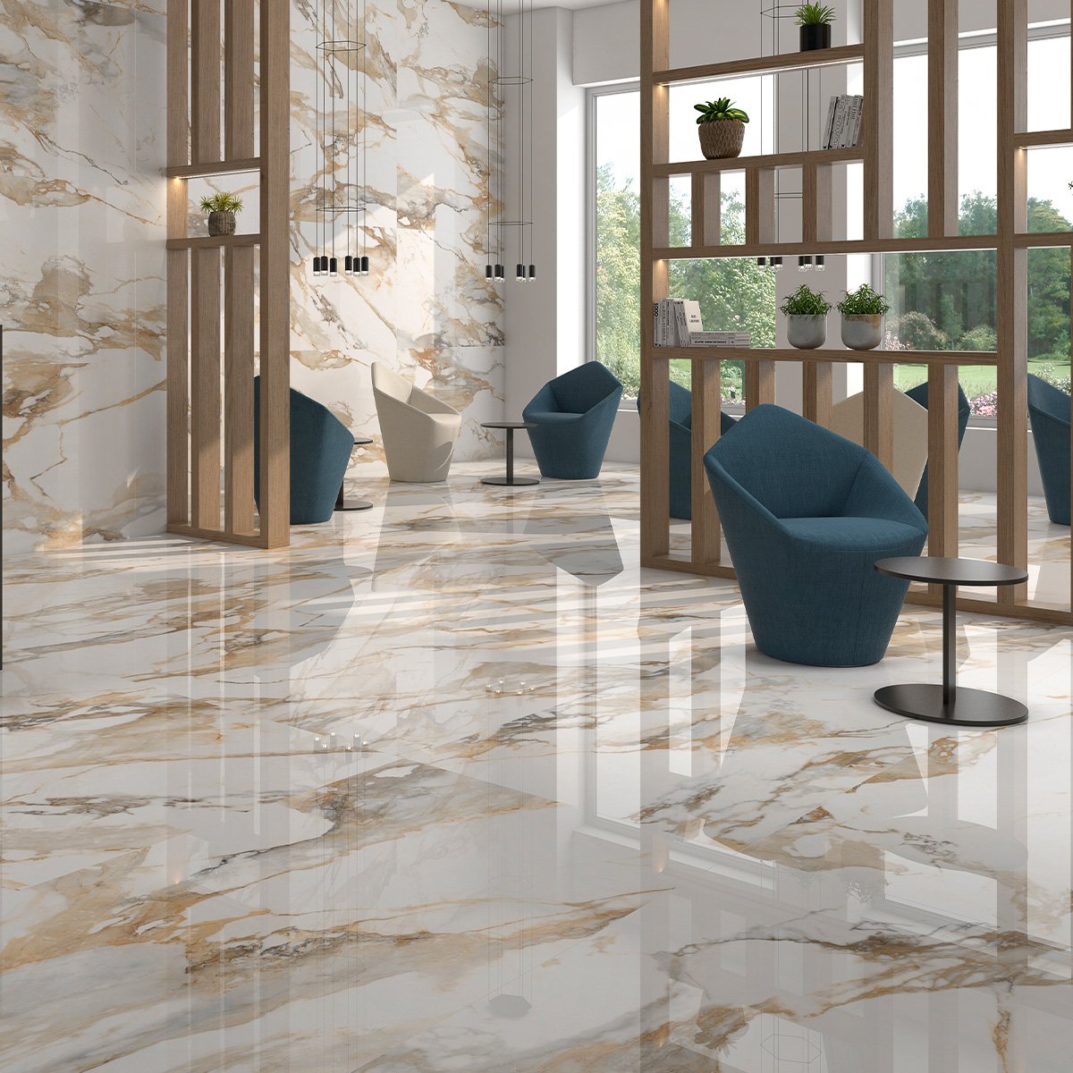 Charlie Beige Marble Gloss Porcelain Tile 900x1800mm