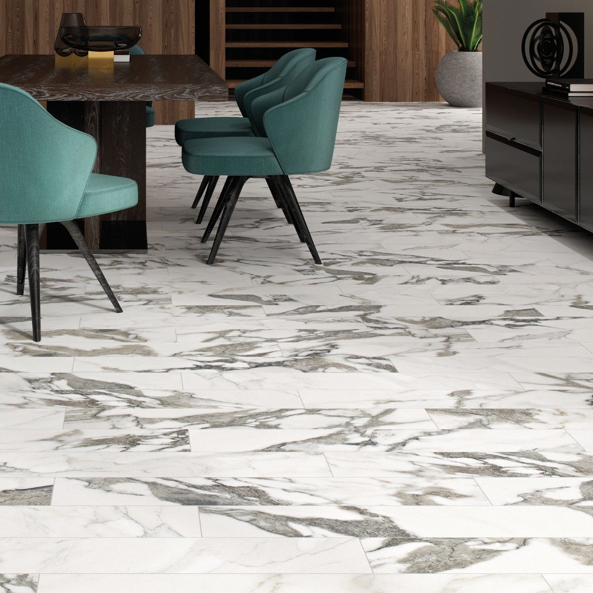 Calcutta Majestic Plank Matt Marble Tile 150x900mm