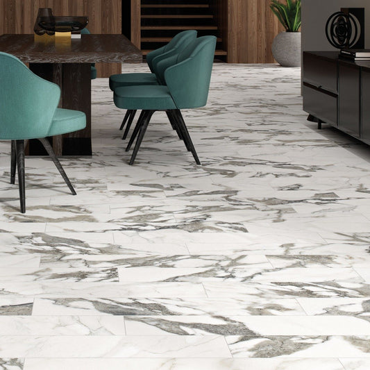 Calcutta Majestic Plank Matt Marble Tile 150x900mm