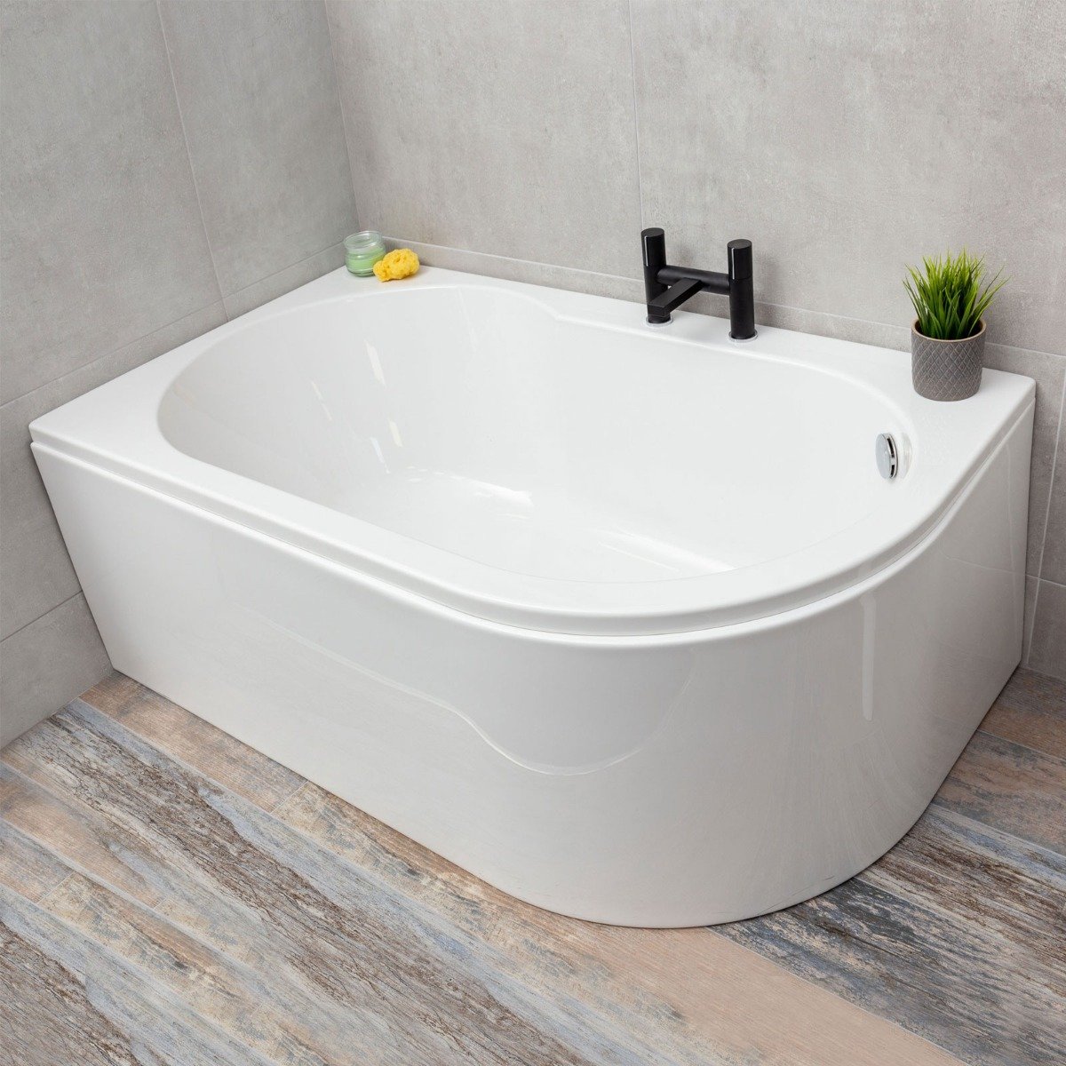 Donello Compact Left Hand Reinforced Acrylic Shower Bath 1550x900mm