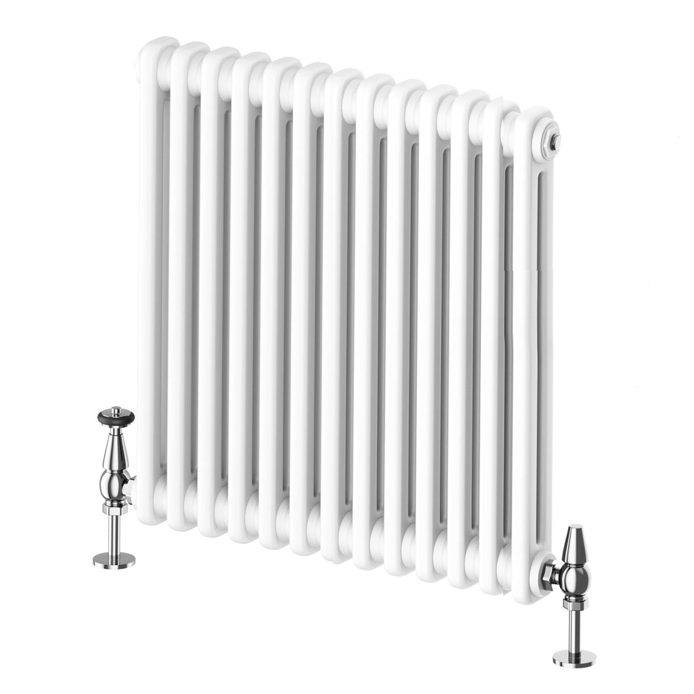 Upton White Double Horizontal Column Radiator 600x605mm