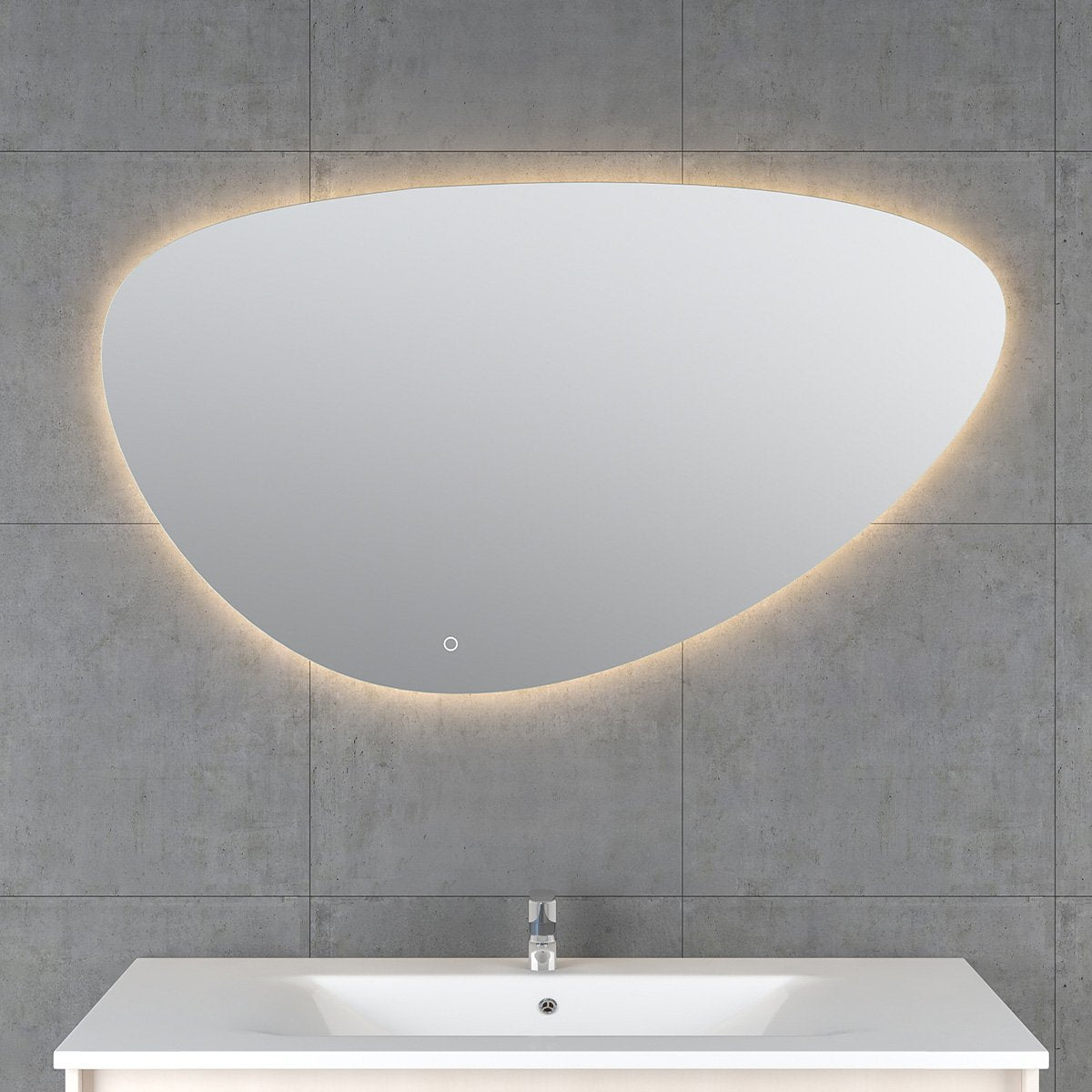 Ivy Backlit LED Illuminated Pebble Mirror 1200x687mm