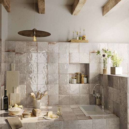 Bergamo Grey Porcelain Square Brick Tile 150x150mm