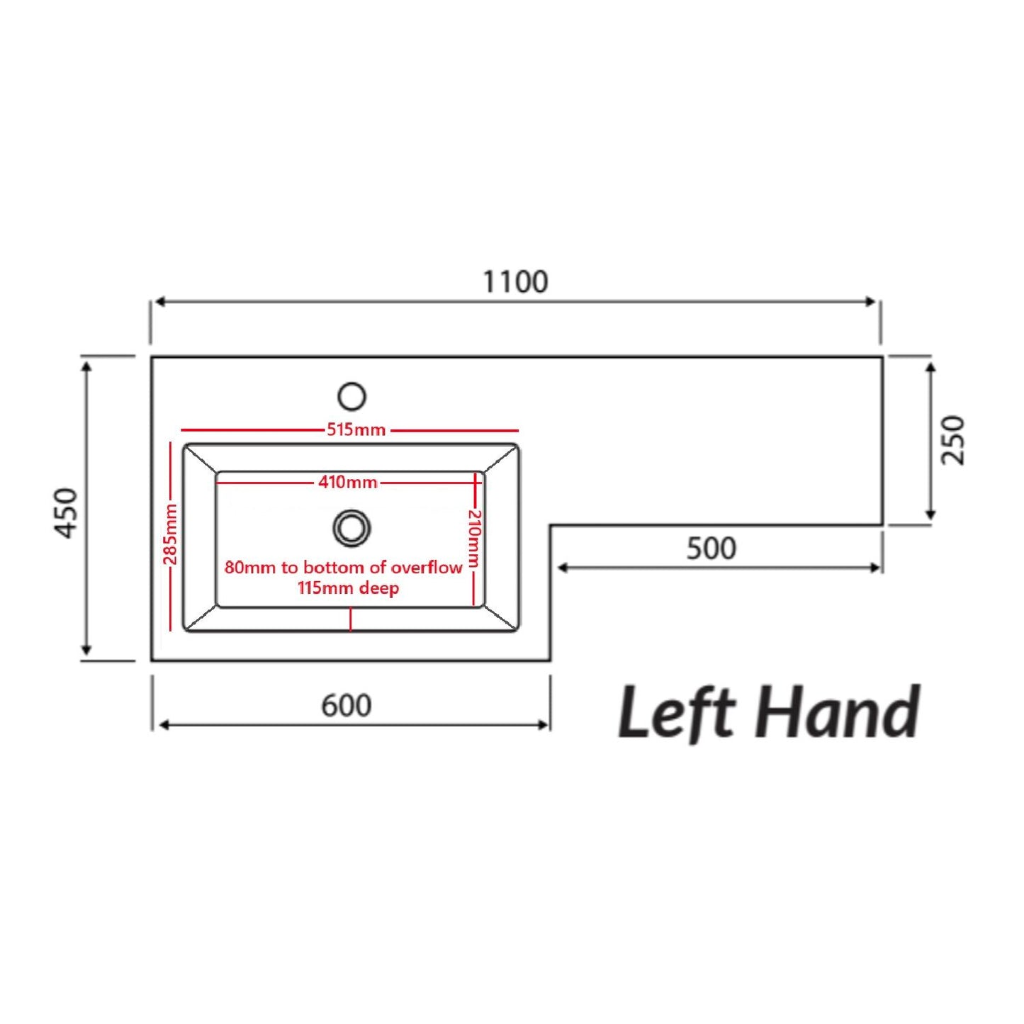 1100 Left Hand Basin