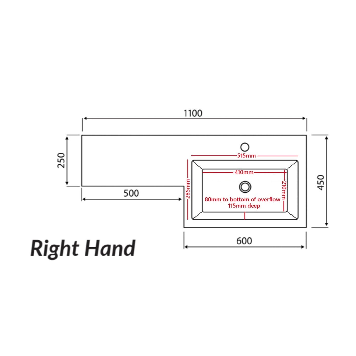 1100 Right Hand Basin