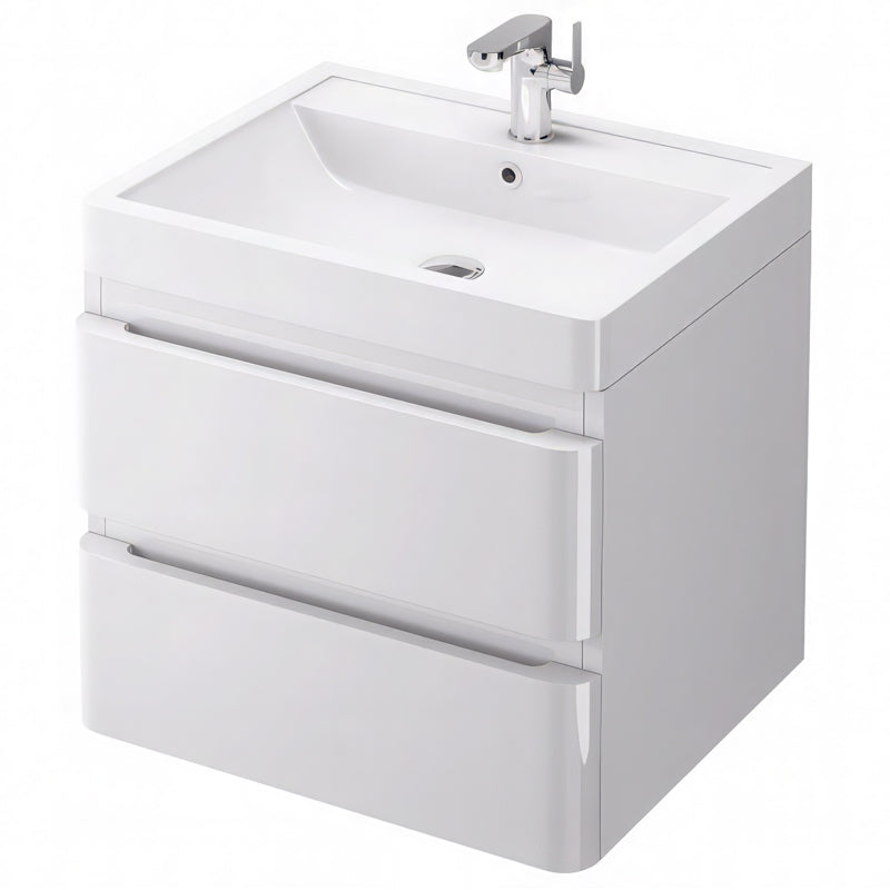 IMEX Flite White Wall Hung Double Drawer Unit And Basin 600mm
