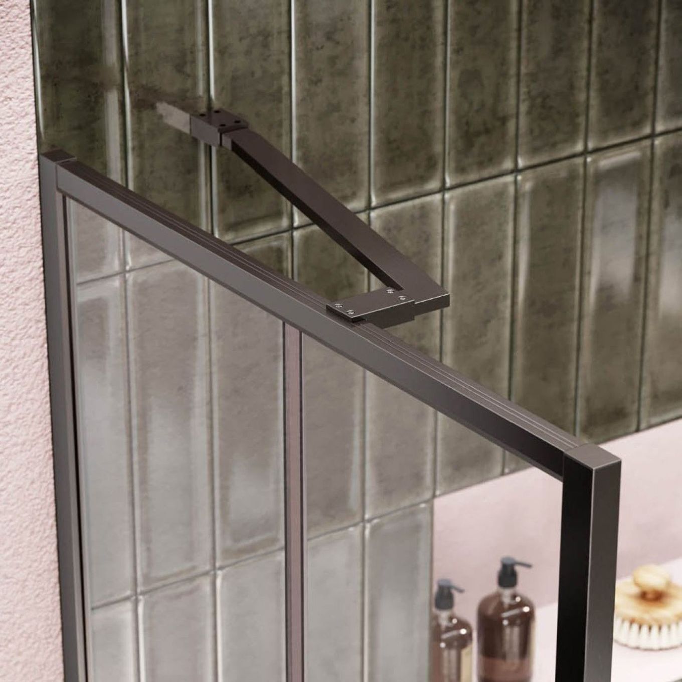 Amien Gunmetal Shower Screen Angled Support Bar 480mm