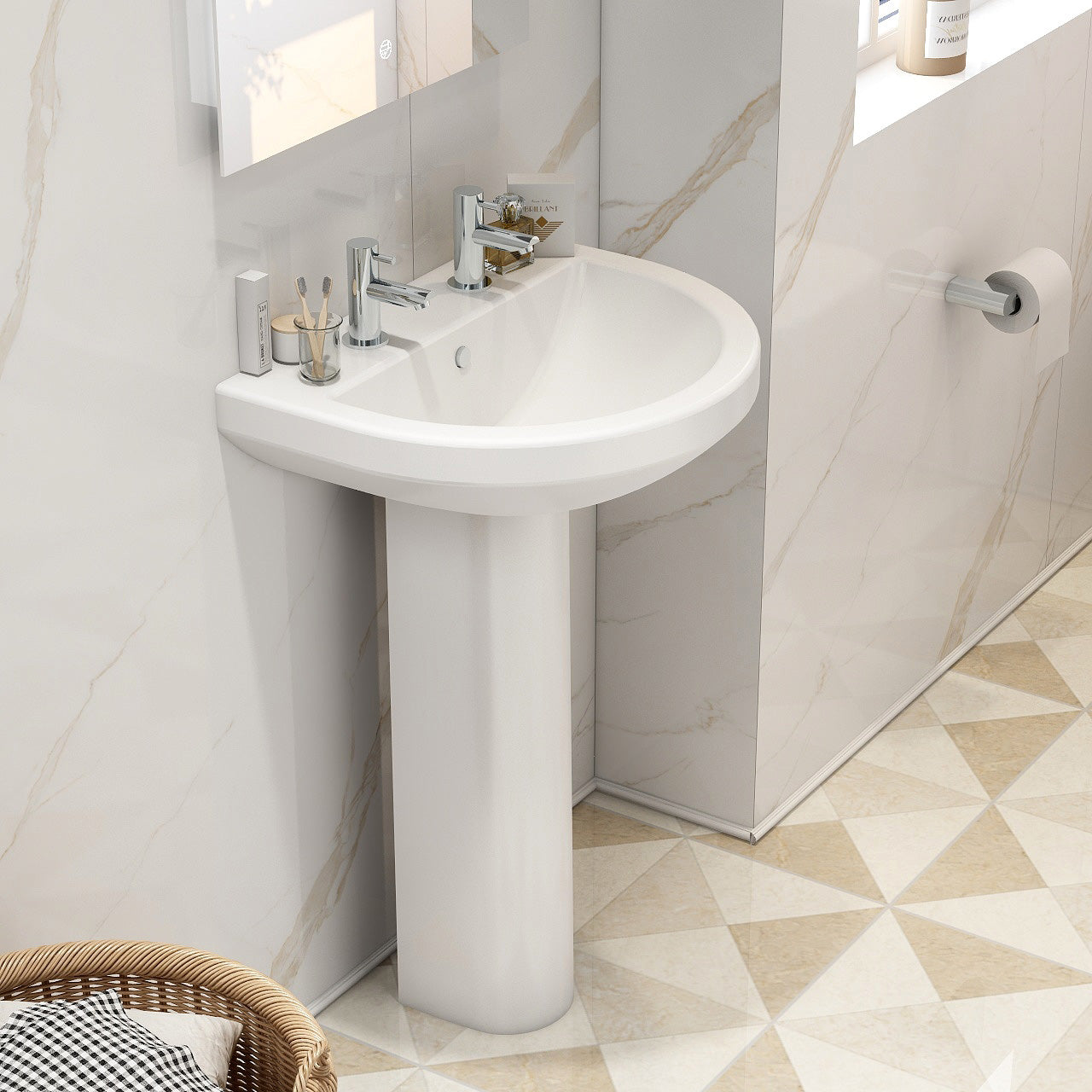 Ivo 550mm basin with two tap holes