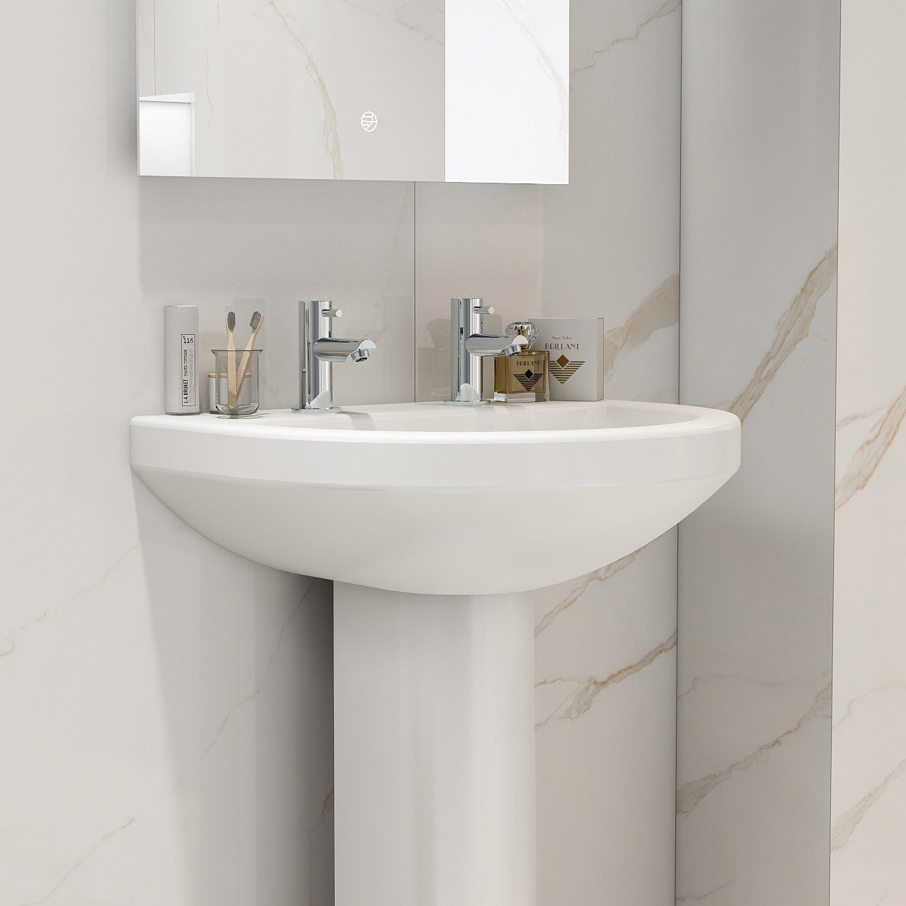 Ivo 550mm basin with two tap holes