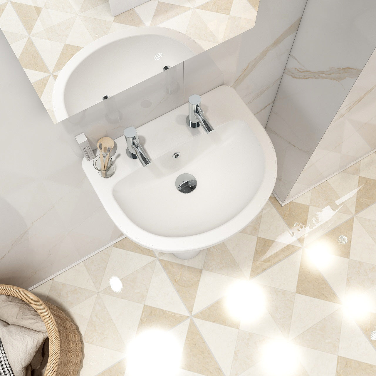 Ivo 500mm basin with two tap holes