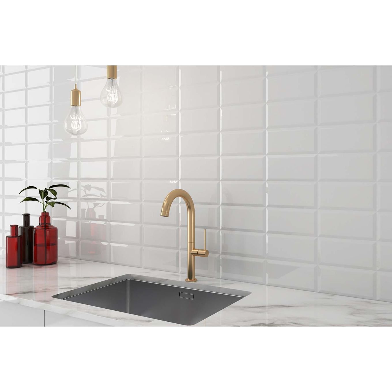 Metro White Ceramic Brick Tile 100x200mm