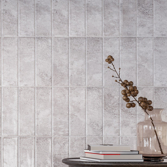 Lugano Grey Ceramic Brick Tile 100x300mm