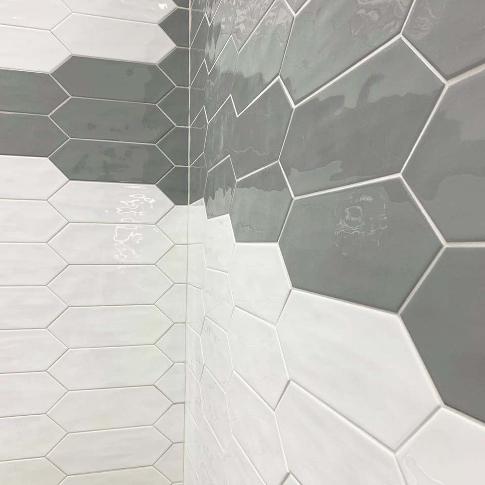 Pixagon White Gloss Ceramic Tile 100x300mm