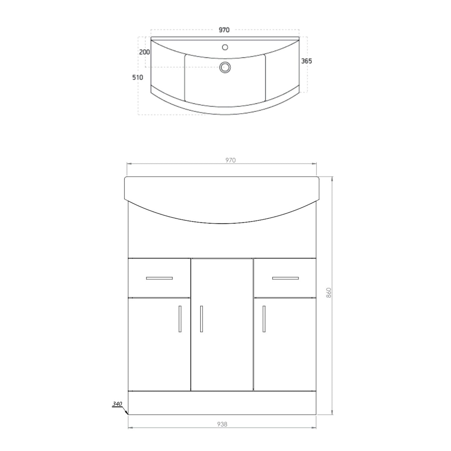 Lanza 950mm Basin Unit
