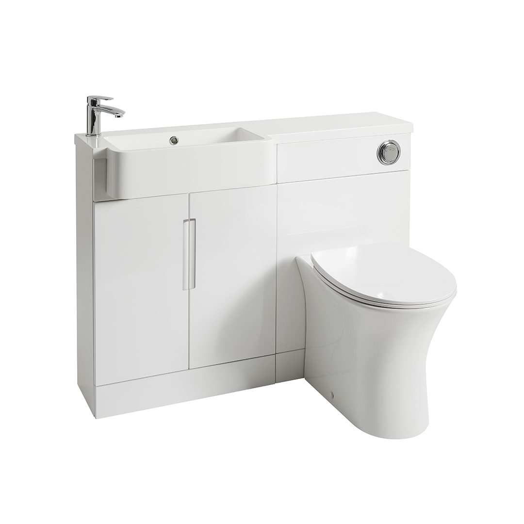 Elegant Haven Lewis Slim 1100 Gloss White Basin And Wc Unit With Left Handed Basin 29901-29701-2