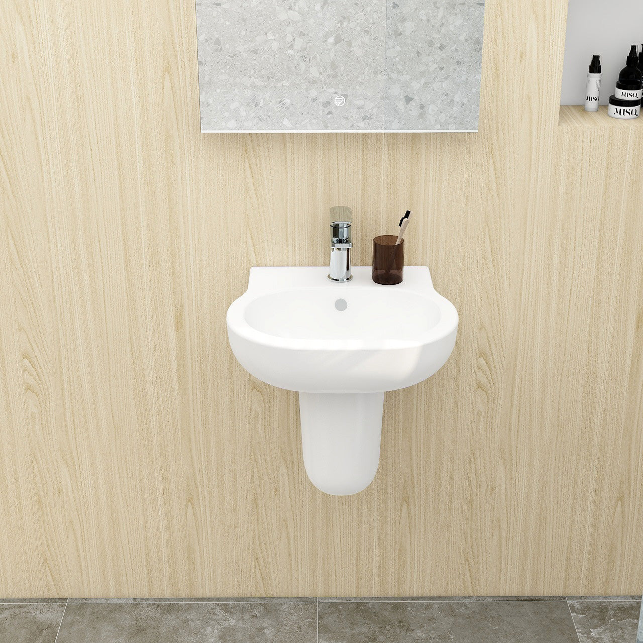 Basin with one tap hole