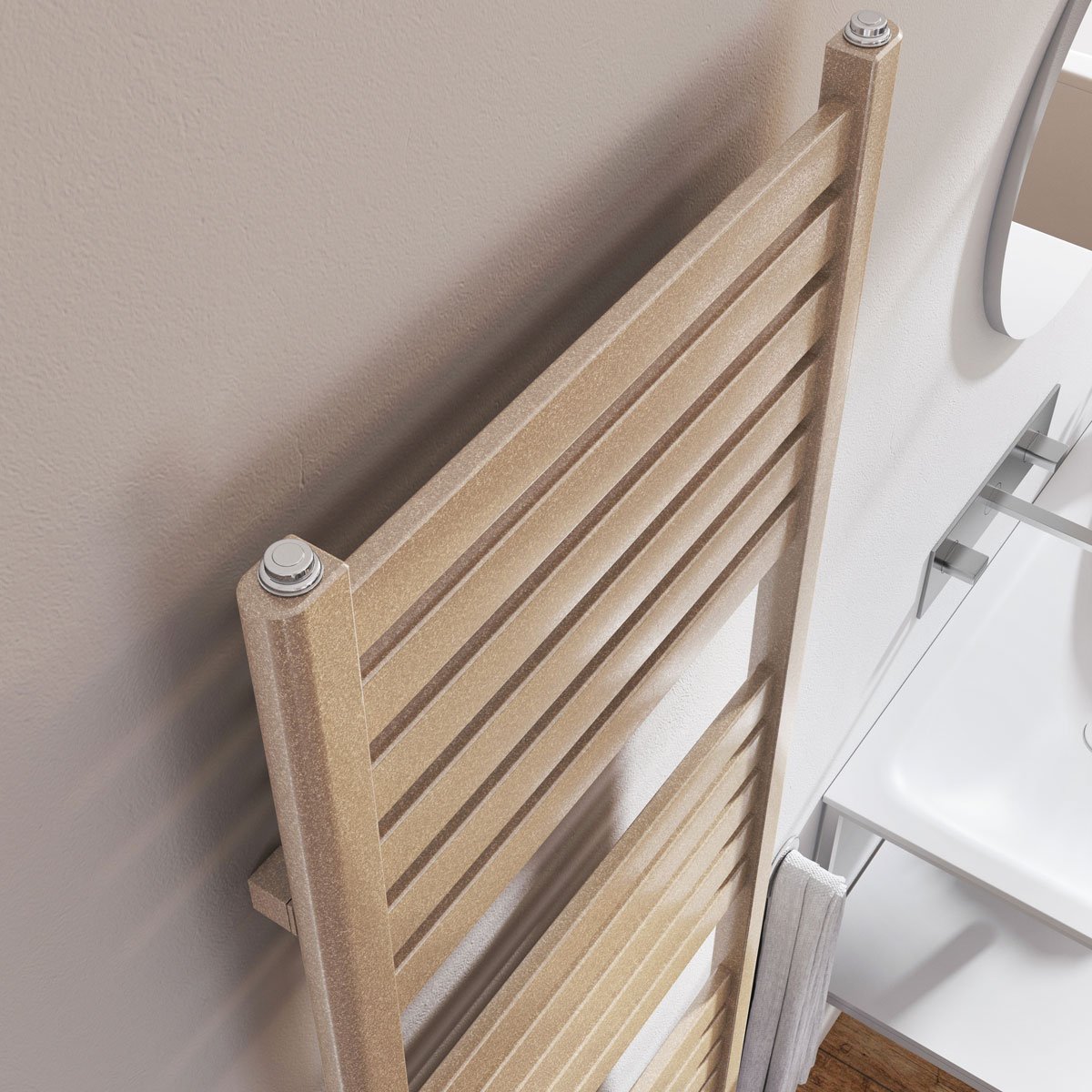 Portabello Brown Metallic Heated Towel Rail 1000x600mm