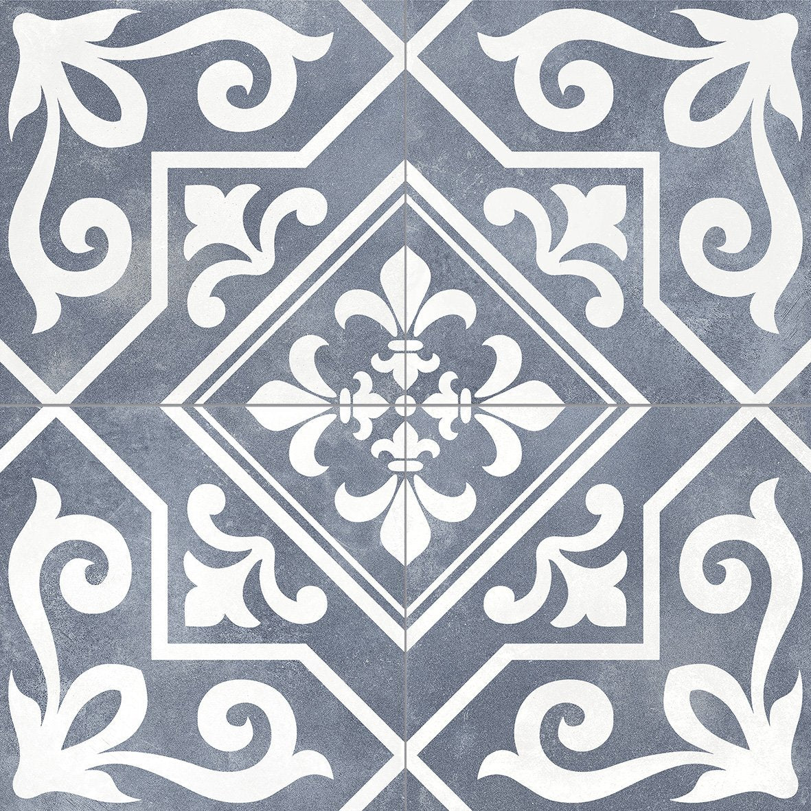 Xabia Blue Reverse Patterned Matt Porcelain Tile 452x452mm