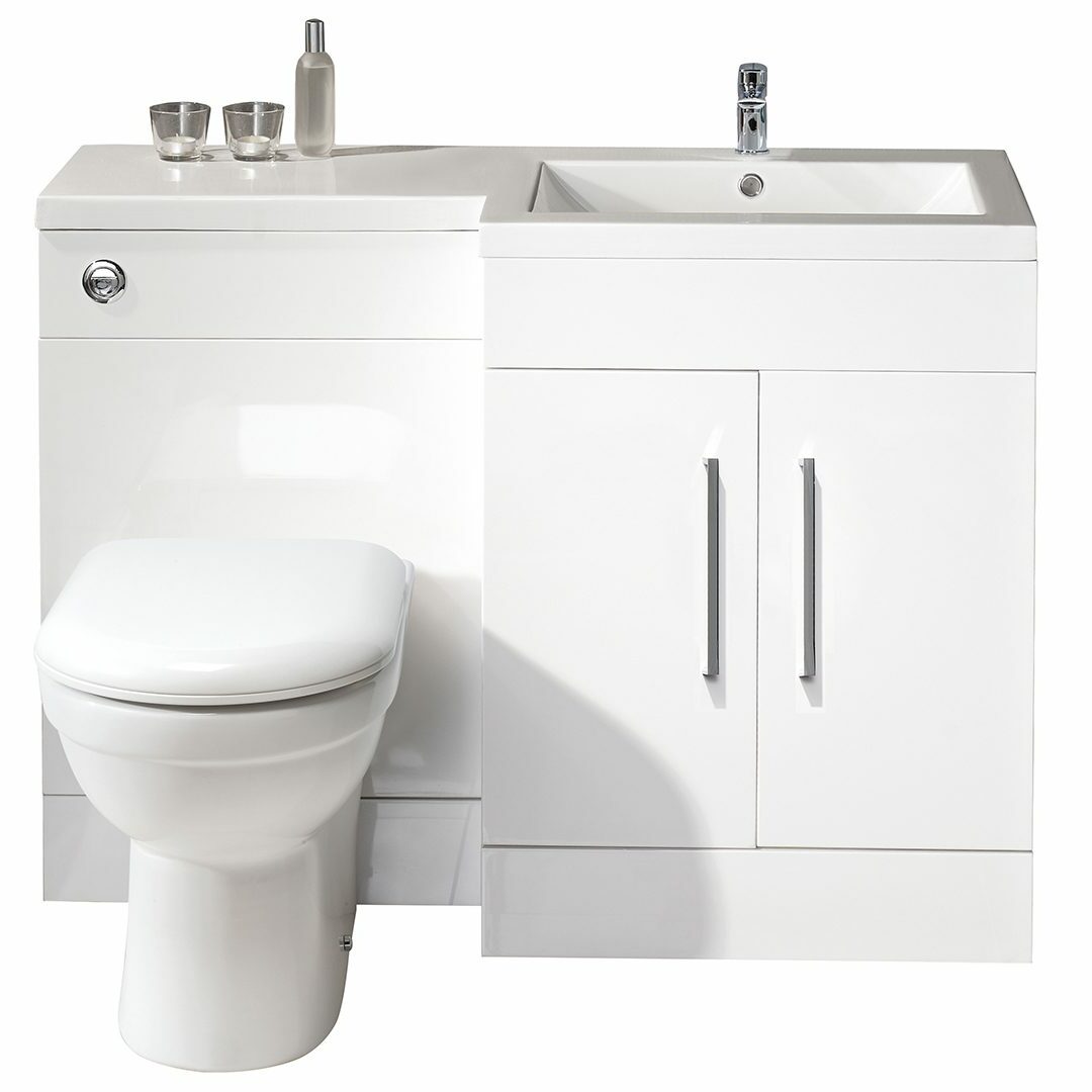 Elegant Haven Lewis 1100 L Shape Gloss White Basin And Wc Unit With L Shaped Basin Right Handed 29702-29701-2